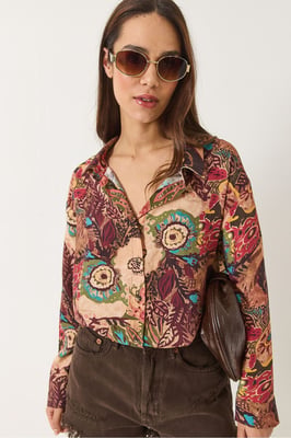 Abstract Patroon Oversized Lange Mouwen Shirt