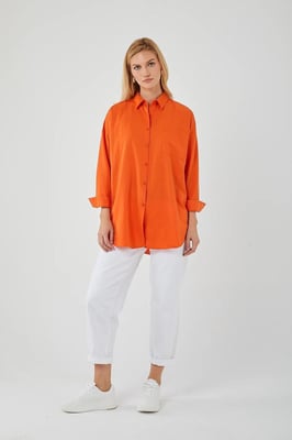 Oversized Lange Mouwen Button-Up Poplin Shirt