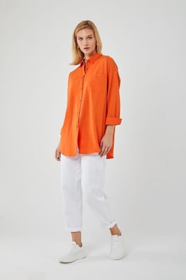 Oversized Lange Mouwen Button-Up Poplin Shirt