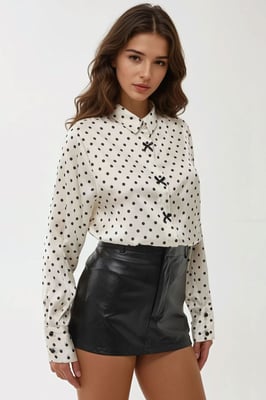 Satin Geprinte Blouse met Strik