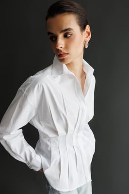 Fitted Lange Mouwen Poplin Shirt met Knopsluiting