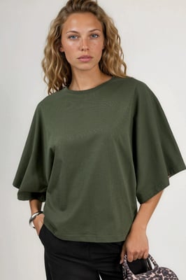 Oversized Geribbelde Crew Neck T-Shirt