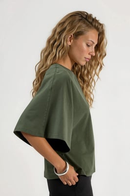 Oversized Geribbelde Crew Neck T-Shirt
