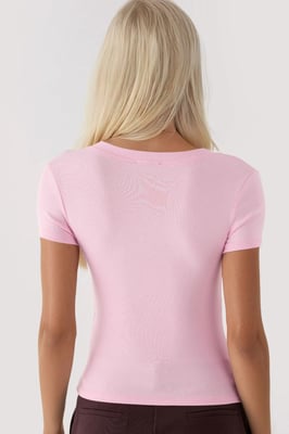 Elastische V-hals Korte Mouw T-Shirt