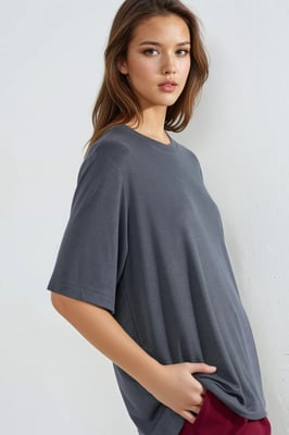 Överdimensionerad Crew Neck Ribbad T-shirt
