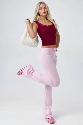 Mid Rise Flared Joggingbroek met Koord