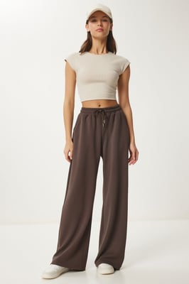 Brede Pijpen Sweatpants met Touwsluiting
