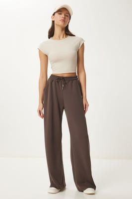 Brede Pijpen Sweatpants met Touwsluiting