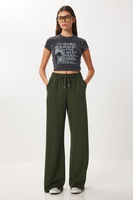 Wijde broek met trekkoord in de taille