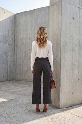 Hoge Taille Denimbroek met Rits