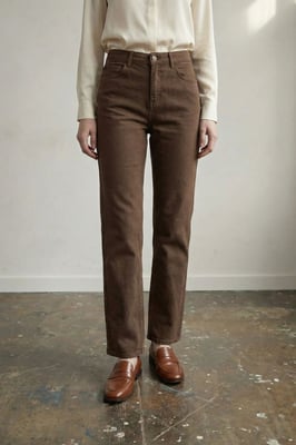 Hoge Taille Denim Rechte Pantalon met Zakken