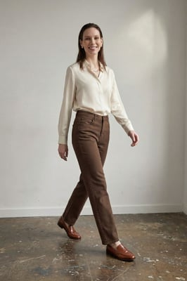 Hoge Taille Denim Rechte Pantalon met Zakken