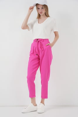 Enkel-lange Relaxed Fit Broek met Strik