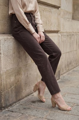 Hoge Taille Ankle Length Rechtaflopende Denim Broek