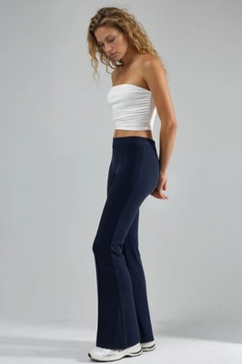 Geribbelde Elastische Flared Broek