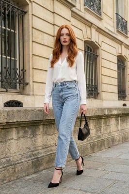 Hoge Taille Slim Fit Denim Broek
