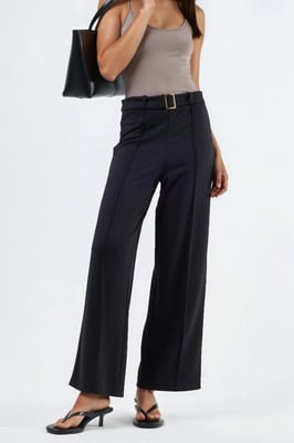 Hoge Taille Rechte Broek met Ceintuur