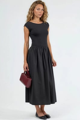 Casual Midi-jurk met Ronde Hals