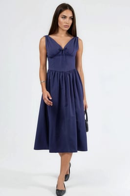 V-hals Midi-jurk met Strikdetail