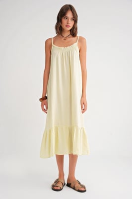 Midi Mousseline Jurk met Rimpeldetail