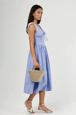 V-hals Midi-jurk met Strikdetail