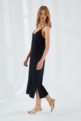 V-hals Split Midi Jurk