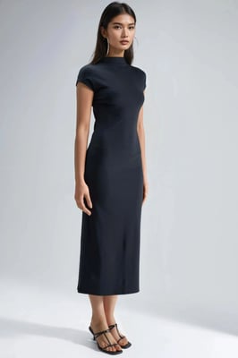 Slim Fit Crewneck Midi-jurk