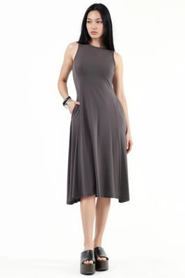 Mouwloze Midi-jurk met Zakken