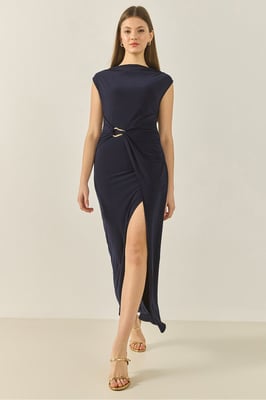 Crew Neck Midi-jurk met Split
