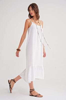 Midi Musseline Jurk met Ruffles