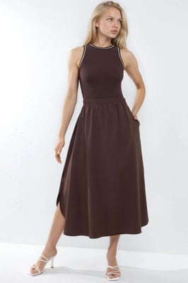 Mouwloze Midi-jurk met Ronde Hals