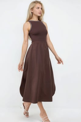 Mouwloze Midi-jurk met Ronde Hals