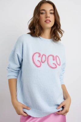 Stone-Embellished Knitted Sweater