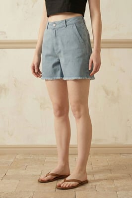 Hoogwaardige brede denimshorts met hoge taille