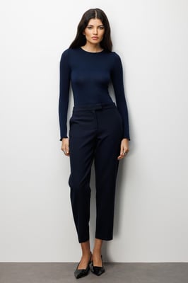 Slim Fit Långärmad Crew Neck Blus