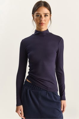 Slim Fit Långärmad Halvpolokrage Topp