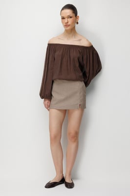 Off-shoulder Textuur Blouse