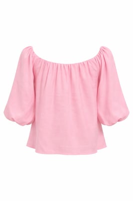 Modal Gemengde Blouse met Madonna Kraag en Rimpeldetail