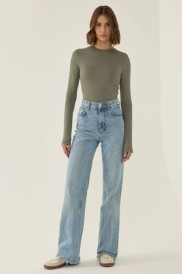 Slim Fit Lange Mouw Crew Neck Bodysuit