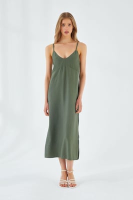 V-hals Split Midi Jurk