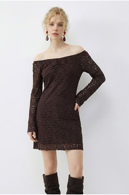 Kant Off Shoulder Mini Jurk