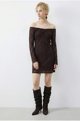 Kant Off Shoulder Mini Jurk