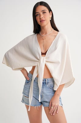 Textuur V-hals Bolero Blouse