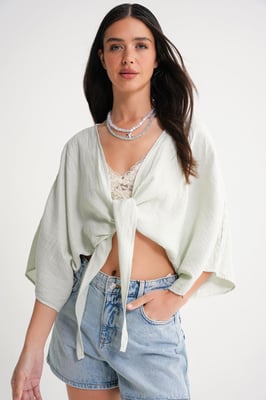 Gestructureerde V-hals Bolero Blouse