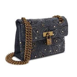 Kurt Geiger London Denim Fabric Mini Brixton Bag
