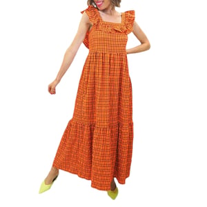 BRAVE SOUL CARLA Women Long Dress Checked Summer Holiday Ladies Beach Maxi Dress