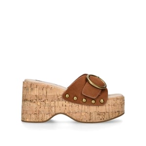 Suede Pedestal Brown Suede Sandals