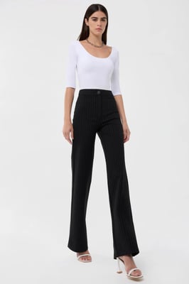 High Waist Striped Straight Leg Pants
