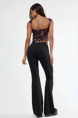 Gestrikte Hoge Taille Flared Broek