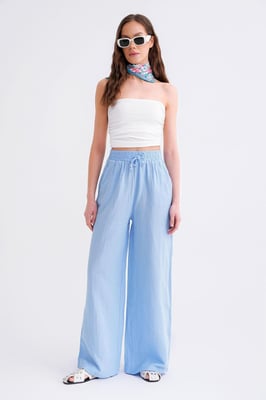 Hoge Taille Textuur Muslin Stof Broek